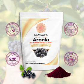 Samsara Herbs Aronia Berry 227g emballage avec cuillère incluse