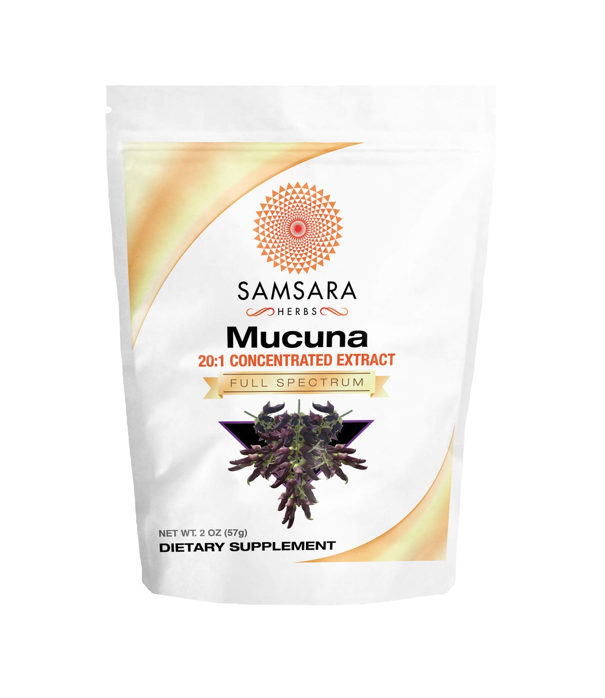 Samsara Herbs Mucuna Pruriens Poudre d'Extrait 20:1 vue de face