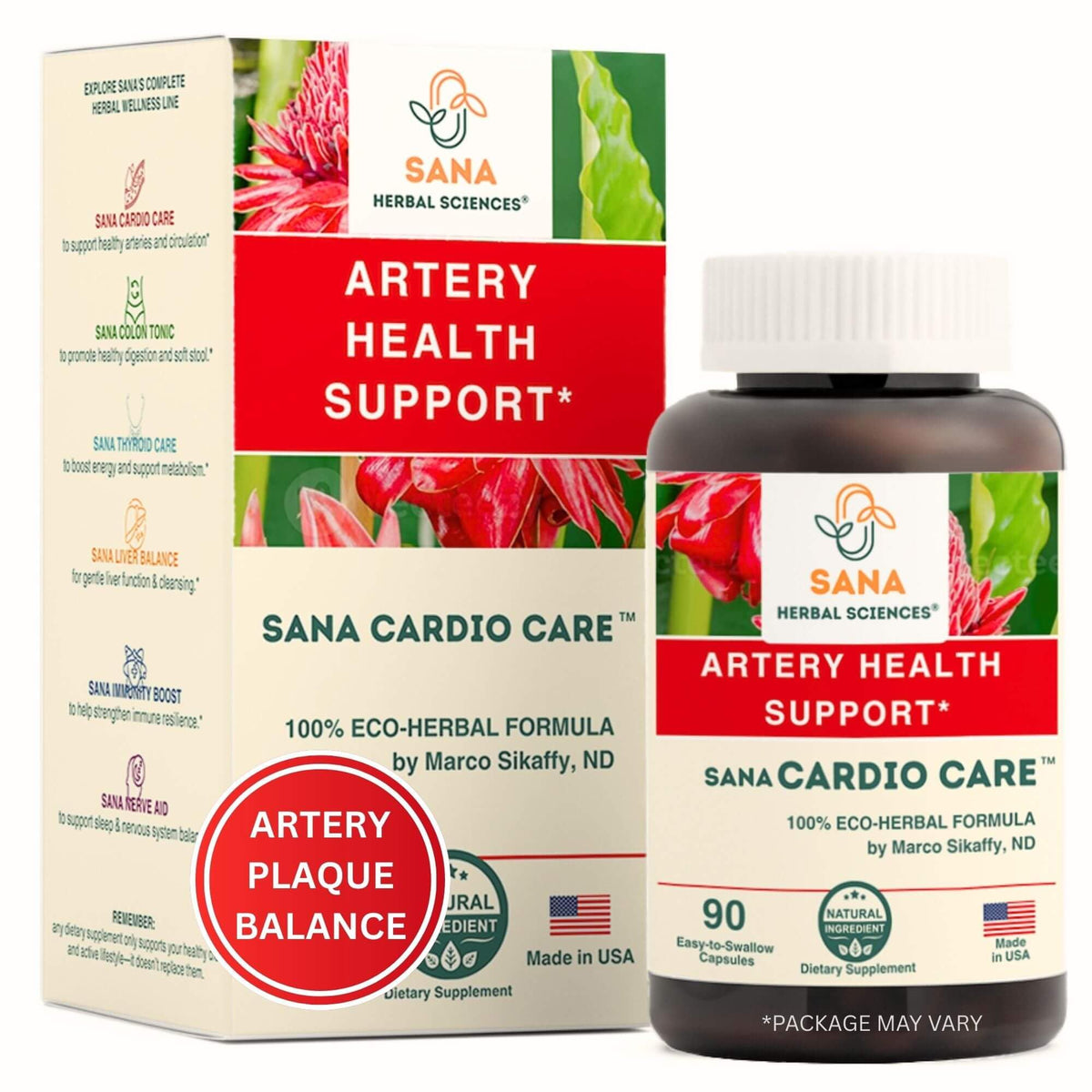 Sana Herbal Complément Alimentaire Plaque Artérielle 90 Capsules vue de face