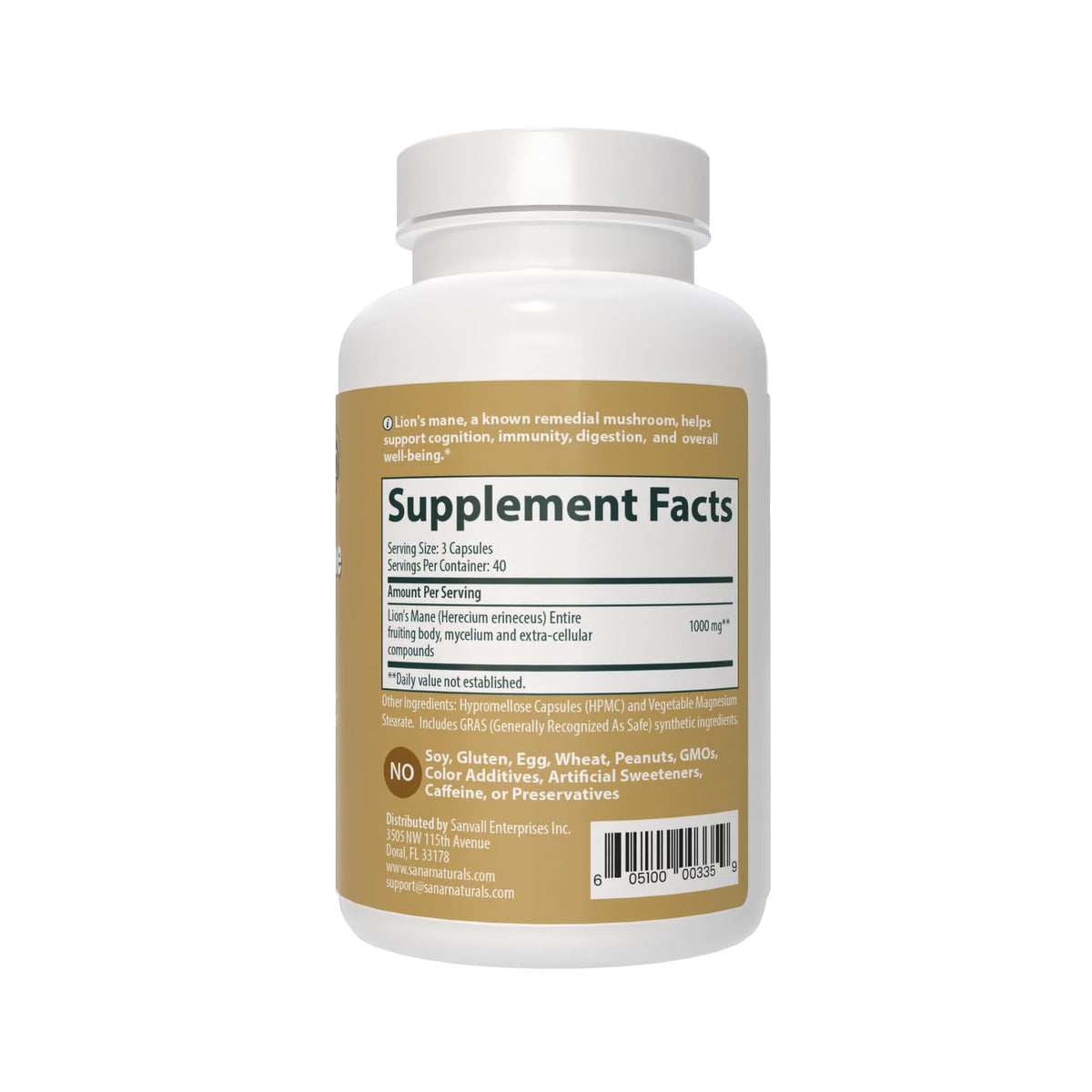 Sanar Naturals Lions Mane 1000mg capsules en mode de vie actif