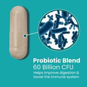 Sanar Naturals Probiotiques 60 Milliards CFU - capsules sur une surface blanche