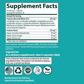 Sanar Naturals Probiotiques 60 Milliards CFU - vue arrière du flacon