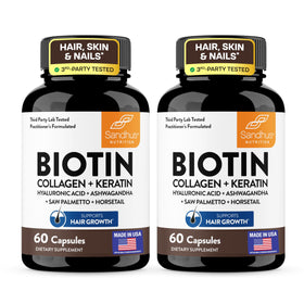 Sandhu's Biotin Collagen Keratin 6000mcg complément alimentaire avant de l'ouvrir