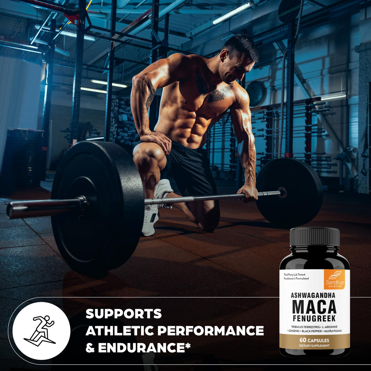 Sandhu's Maca Root et Ashwagandha capsules ouvertes