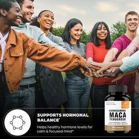 Sandhu's Maca Root et Ashwagandha en arrière-plan naturel
