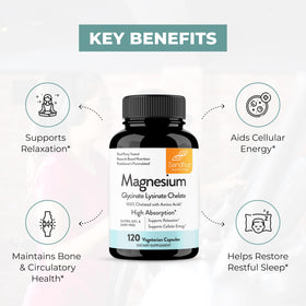 Sandhu's Magnésium Glycinate Lysinate emballage avec informations nutritionnelles