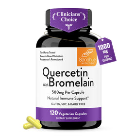 Sandhu's Quercétine avec Bromélaïne 500mg 120 capsules, vue avant