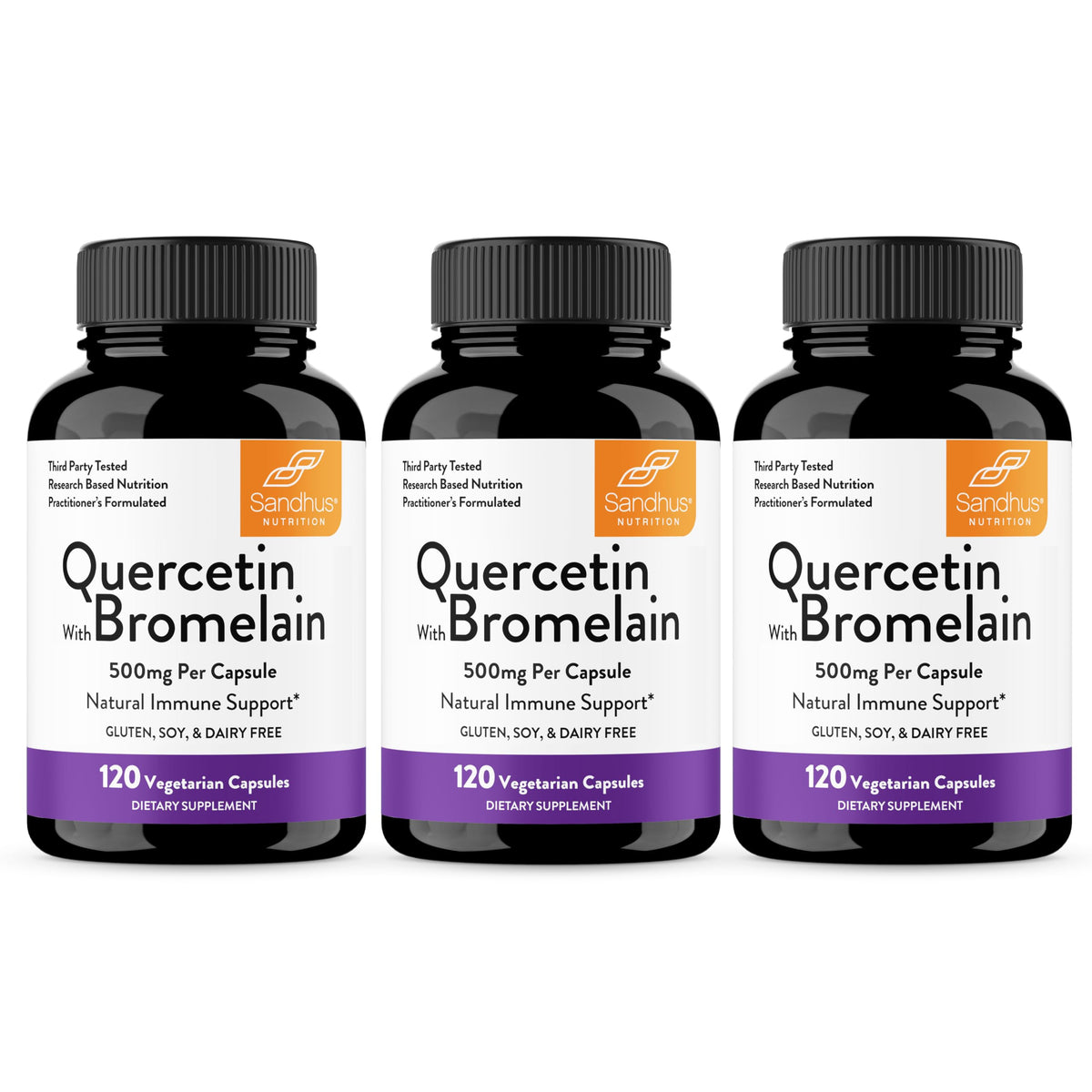 Sandhu's Quercétine avec Bromélaïne 500mg capsule front view