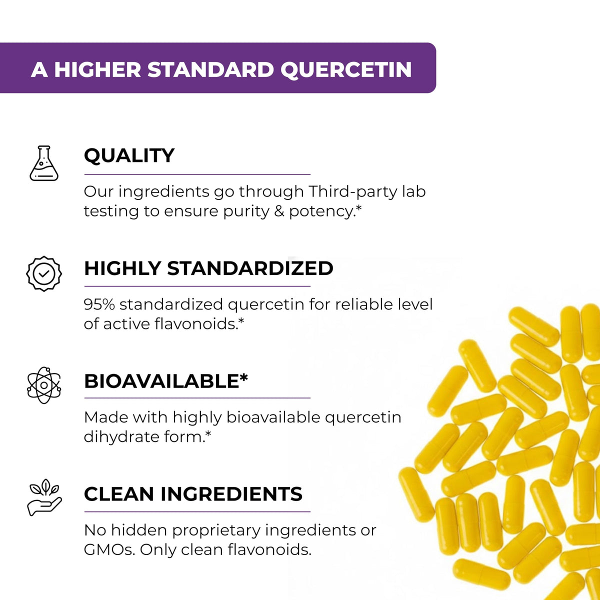 Sandhu's Quercétine avec Bromélaïne 500mg capsule side view