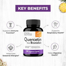 Sandhu's Quercétine avec Bromélaïne 500mg capsules in hand
