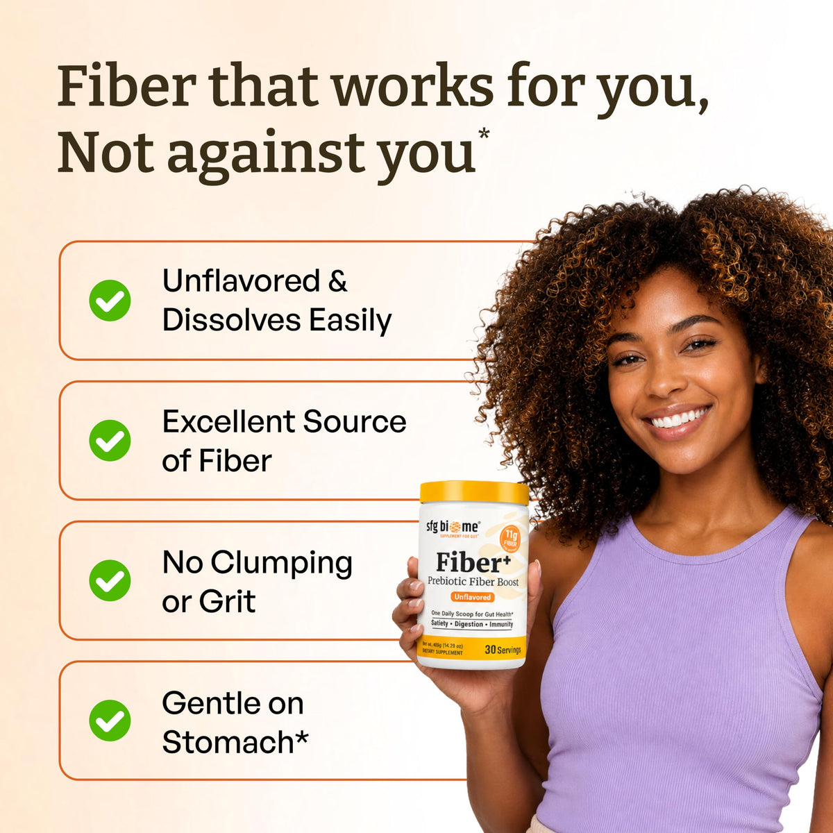 Sandhu's SFG Biome Prébiotique Fibre 475g avec cuillère doseuse