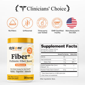 Sandhu's SFG Biome Prébiotique Fibre 475g étiquette avec ingrédients