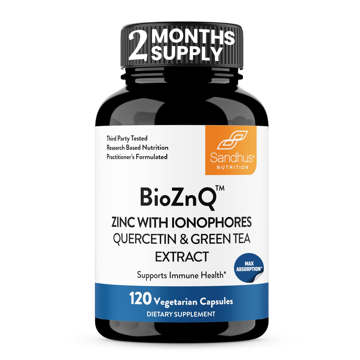 Sandhu's Zinc 800mg complément alimentaire 120 capsules vue de face