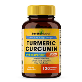 SANDHUHERBALS Curcuma 120 capsules vue de face