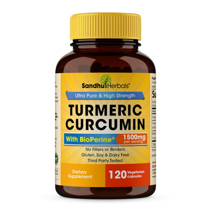 SANDHUHERBALS Curcuma 120 capsules vue de face