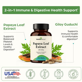 SANDHUHERBALS Extrait de Feuille de Papaye 120 Capsules avec ingrédients