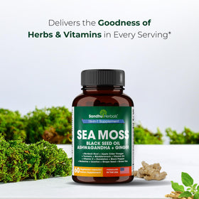 SANDHUHERBALS Mousse de Mer Capsules sur une table