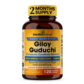 SANDHUHERBALS Poudre de Giloy 120 capsules végétariennes, vue de face