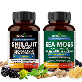SANDHUHERBALS Shilajit et Sea Moss 120 capsules vue de face