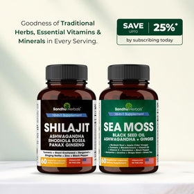 SANDHUHERBALS Shilajit et Sea Moss capsules en utilisation
