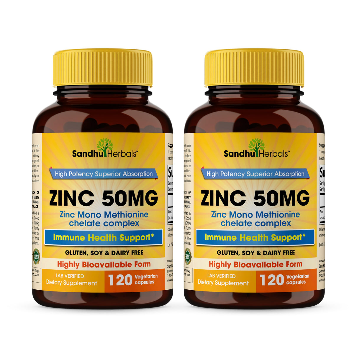 SANDHUHERBALS Zinc 50mg Capsules, 240 comprimés en vue de face