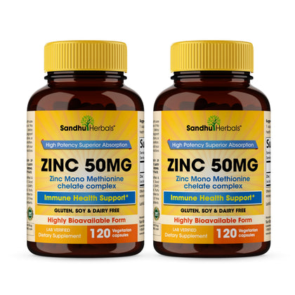 SANDHUHERBALS Zinc 50mg Capsules, 240 comprimés en vue de face