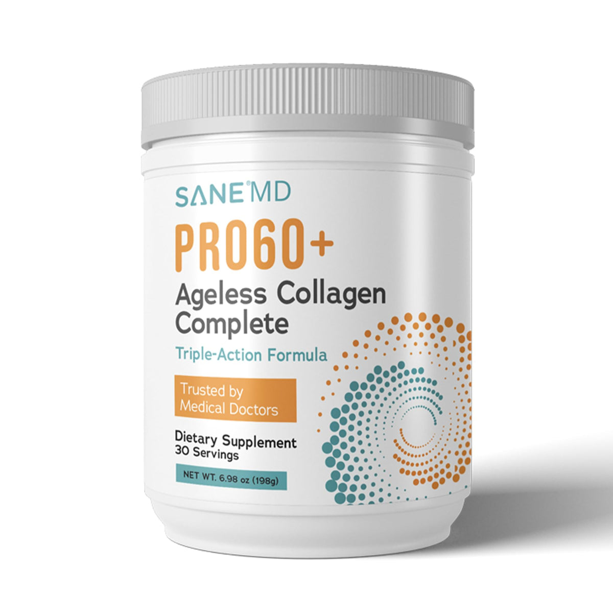 SANE Collagène Peptides PRO60+ 281g vue avant avec étiquette