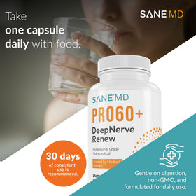 SANE PRO60+ Complément Alimentaire Nerveux - capsules en gros plan