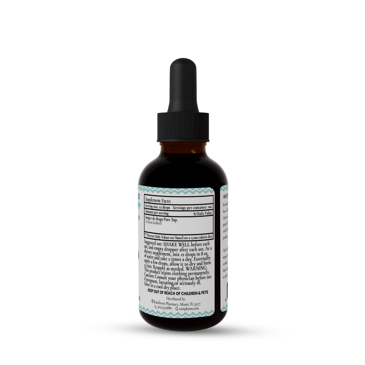 Sangre de Drago 2oz de Rainforest Pharmacy, vue de côté