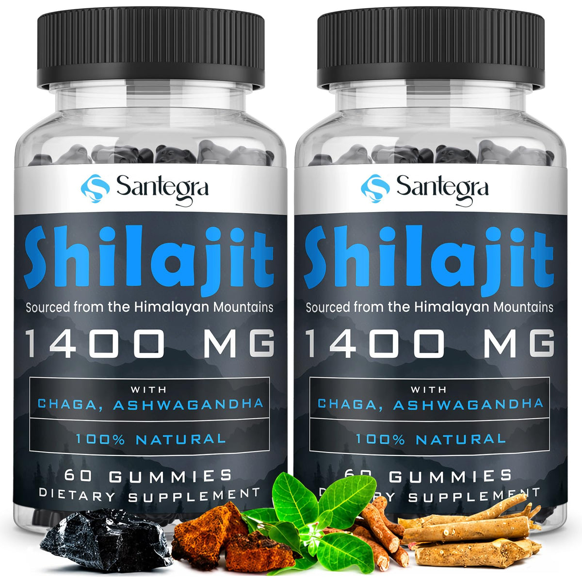 Santegra Gummies Shilajit 1400mg vue avant avec emballage