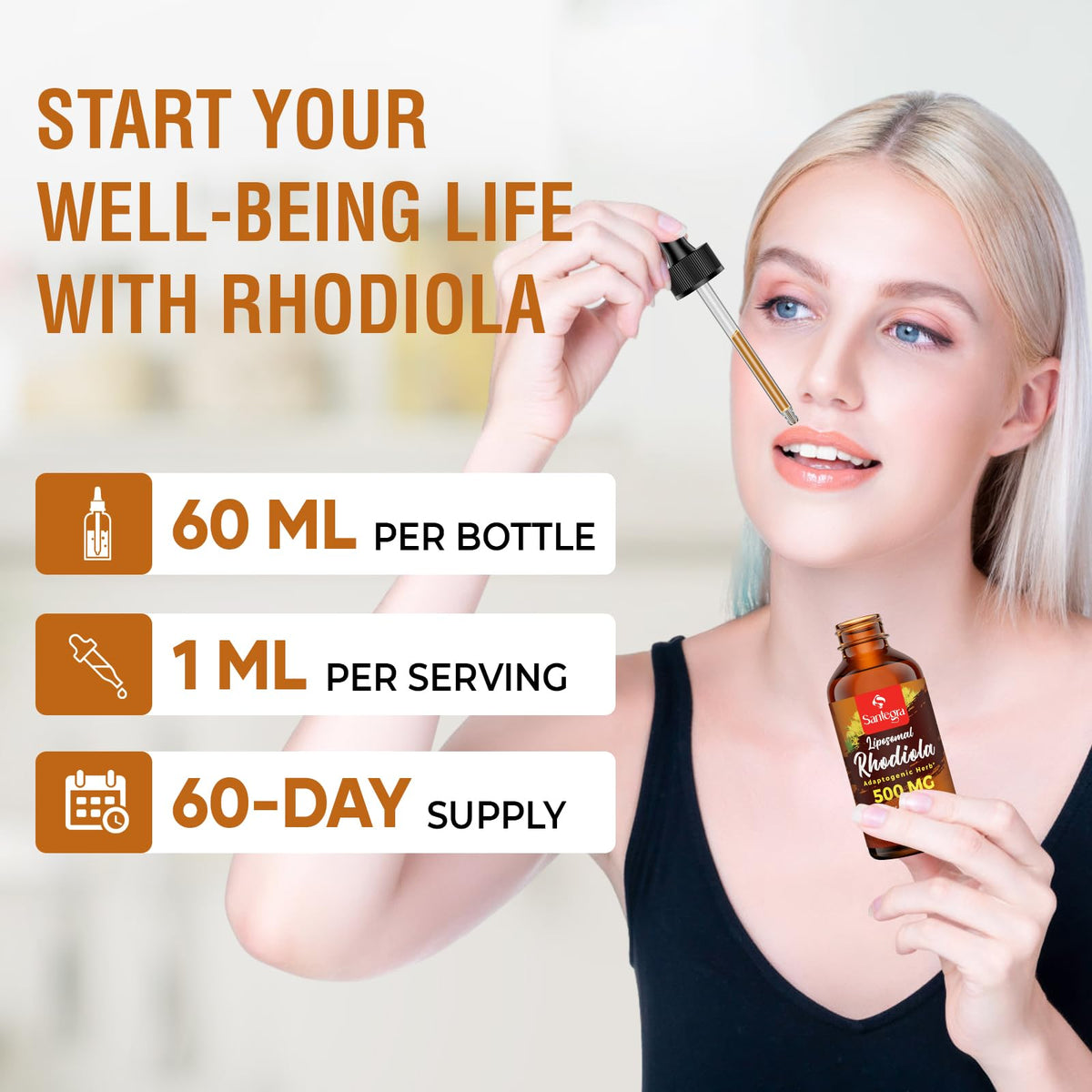 Santegra Rhodiola Rosea 500 MG, dimensions de l'emballage