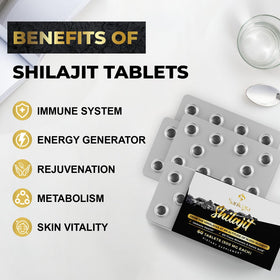 Santegra Shilajit 500 mg tablettes dans la main