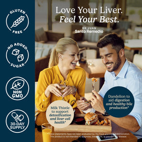 Santo Remedio complément alimentaire pour le foie sur un fond naturel