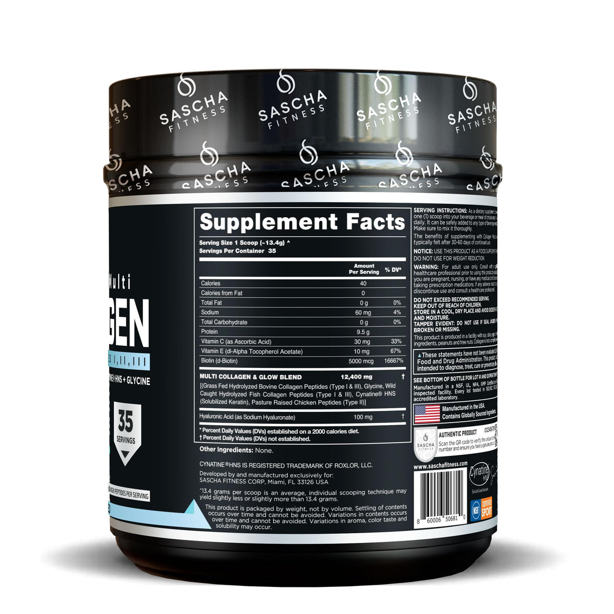 SASCHA FITNESS Collagène Hydrolysé 530g - vue arrière