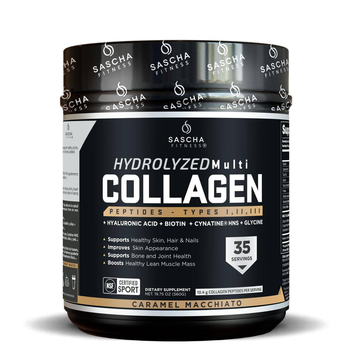 SASCHA FITNESS Collagène Multi Hydrolysé 671g Caramel Macchiato vue de face