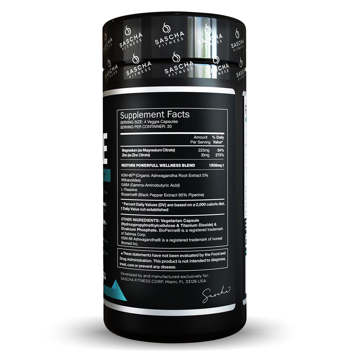 SASCHA FITNESS Complément Alimentaire Nuit 120 capsules, vue de côté