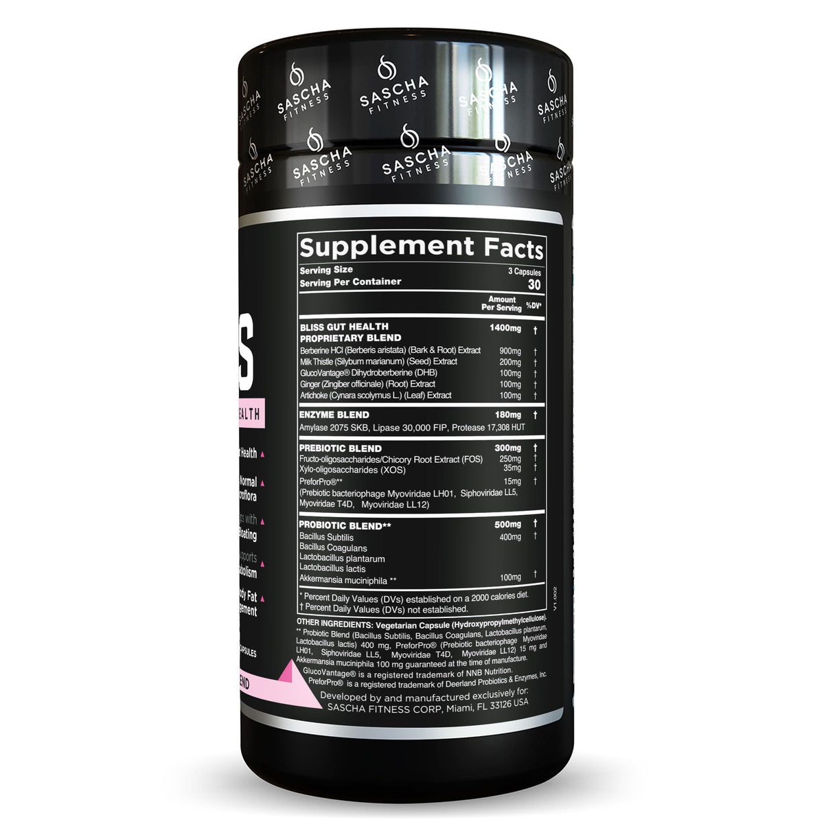 SASCHA FITNESS Compléments Alimentaires Prébiotiques 30 Jours - capsules à l'intérieur