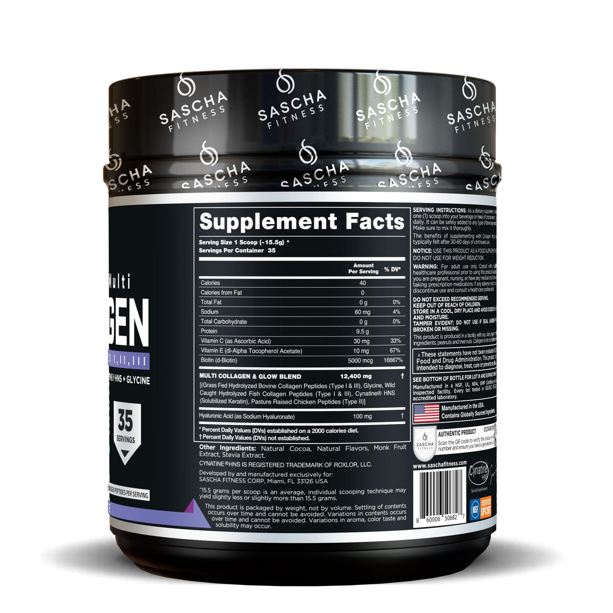 SASCHA FITNESS Poudre de Collagène Hydrolysé 650g Chocolat en préparation