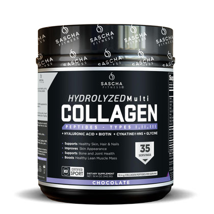 SASCHA FITNESS Poudre de Collagène Hydrolysé 650g Chocolat vue de face