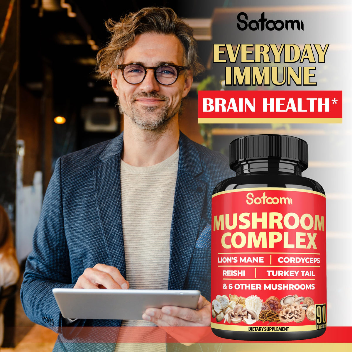 Satoomi 90 capsules sur une table en bois
