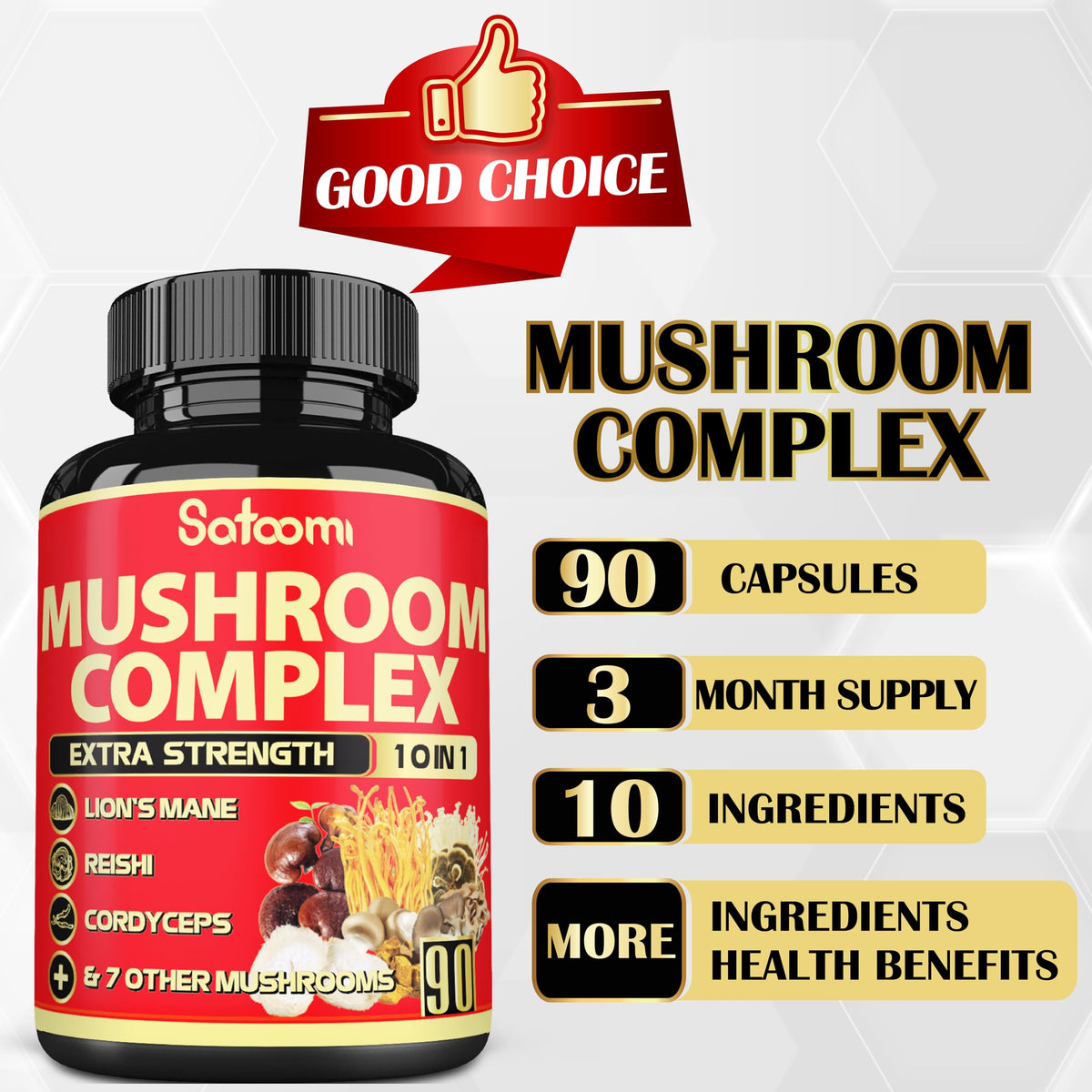 Satoomi complément alimentaire champignons 10 en 1 derrière