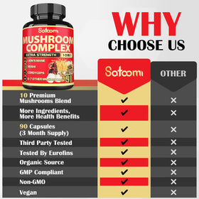Satoomi complément alimentaire champignons 10 en 1 ingrédients