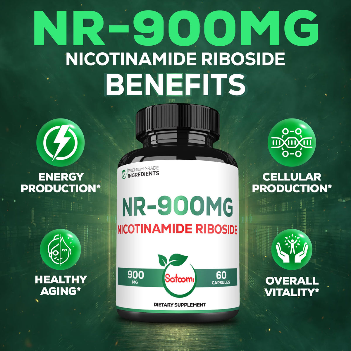 Satoomi complément NAD 900mg capsules ouvertes