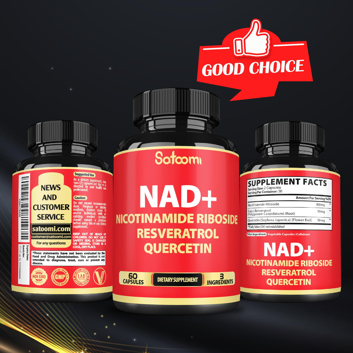 Satoomi Complément NAD vue de dessus avec dosage