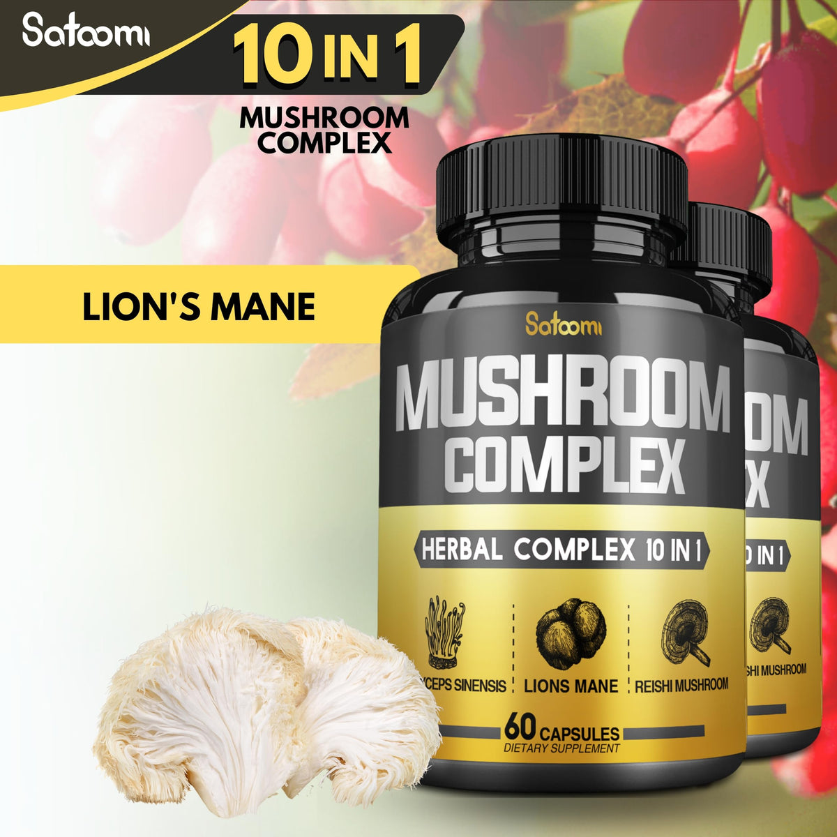 Satoomi Complexe de Champignons, étiquette détaillée