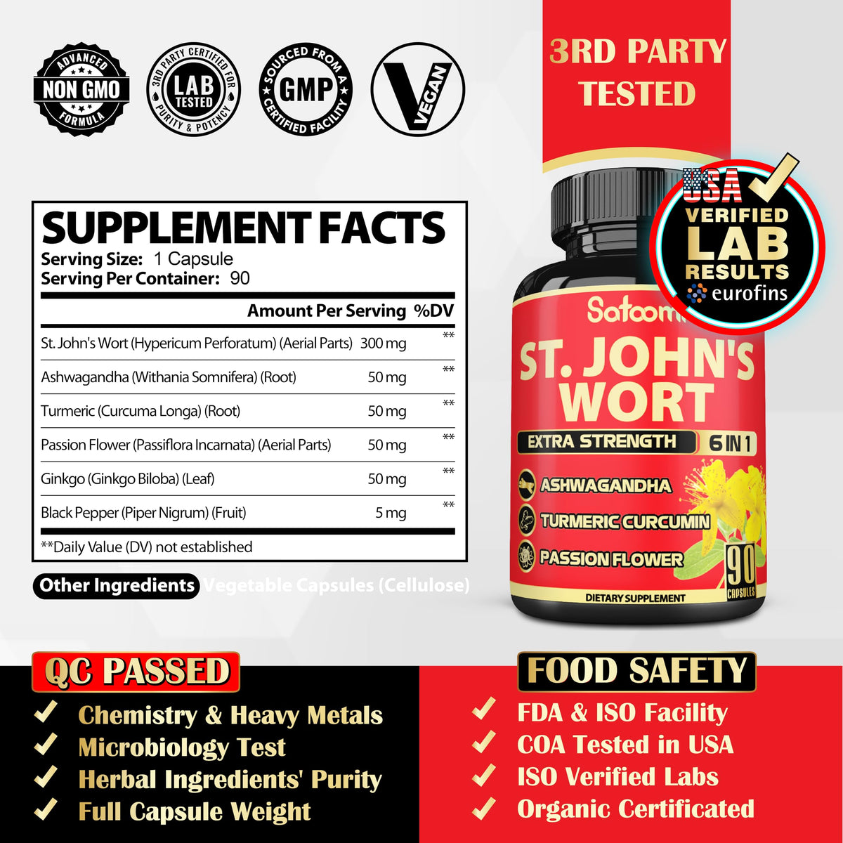 Satoomi gélules d'Hypéricum Perforatum 5050 mg avec dosage suggéré