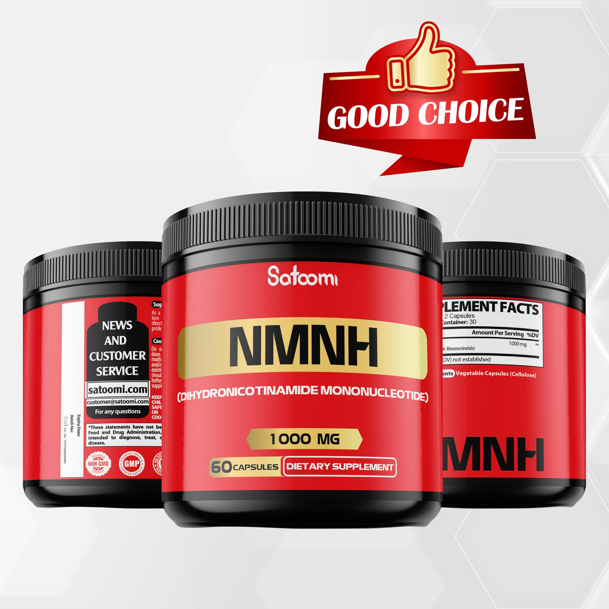 Satoomi NMNH 1000mg gélules ouvertes pour montrer le contenu