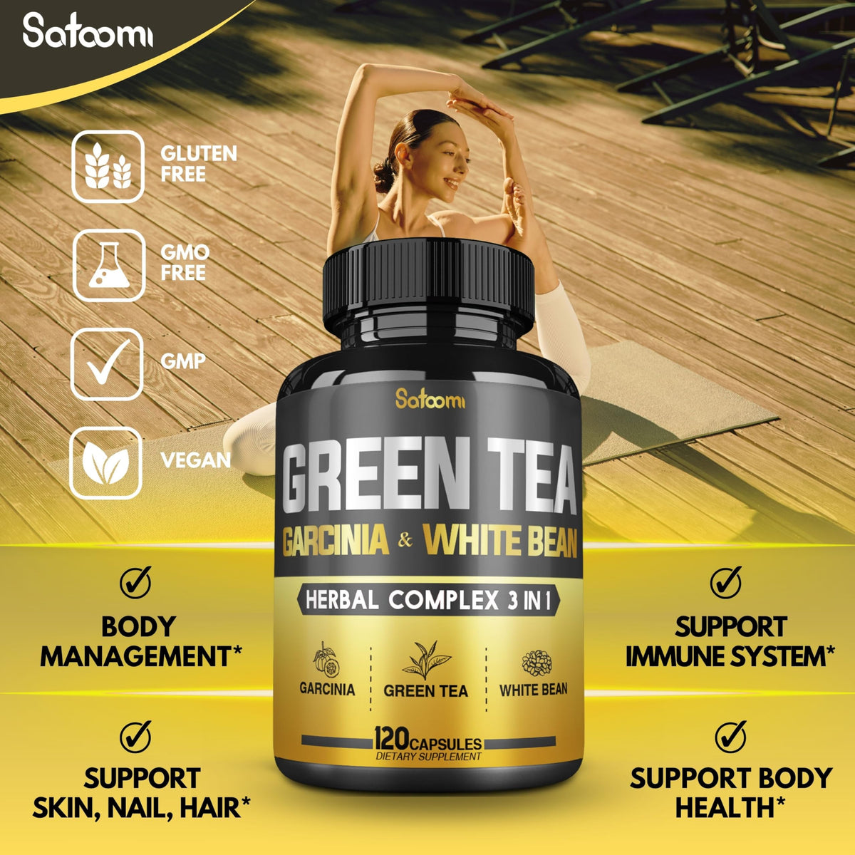 Satoomi thé vert 16000 mg avec étiquette et dosage