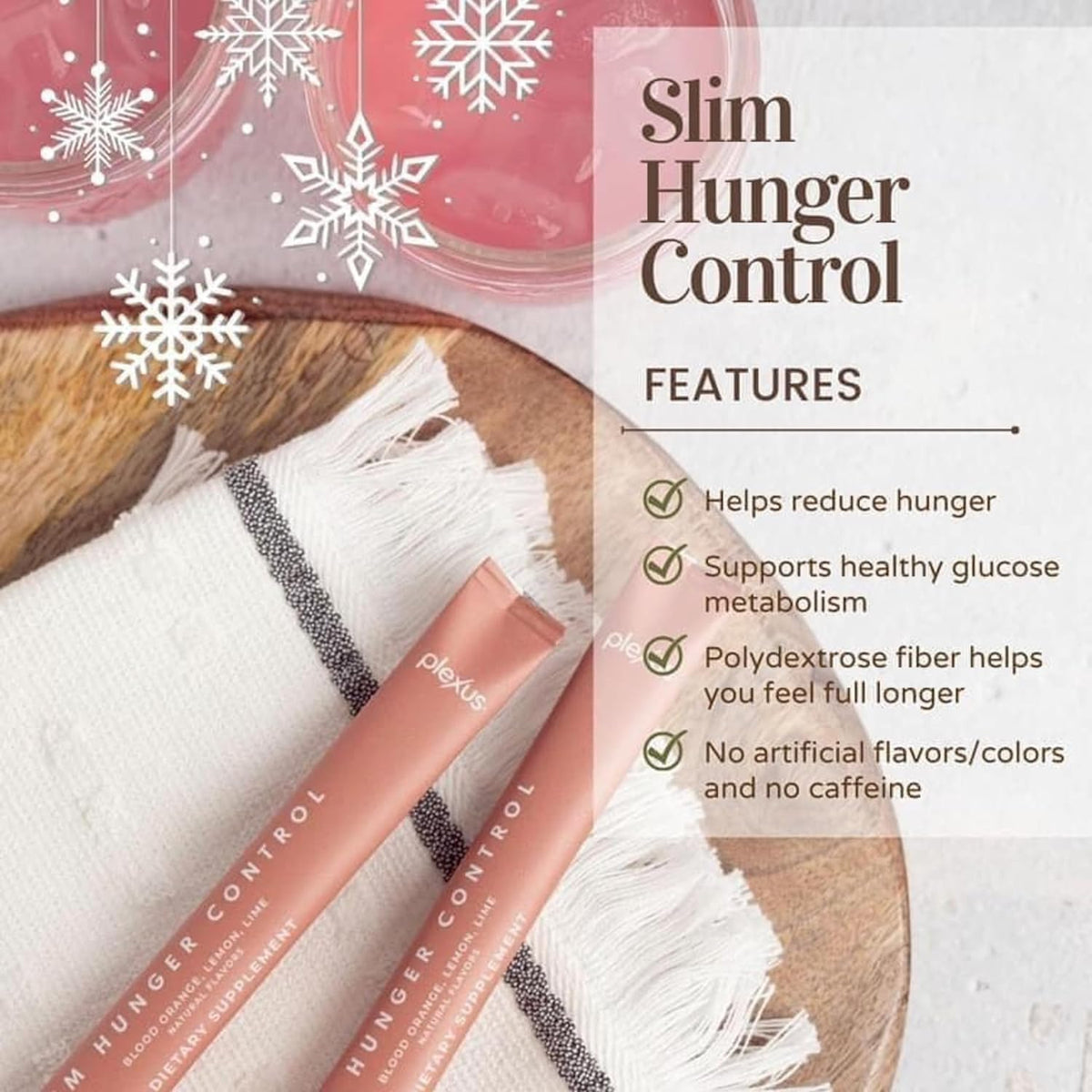 Saveur orange sanguine-citron vert de Plexus Slim Hunger Control.