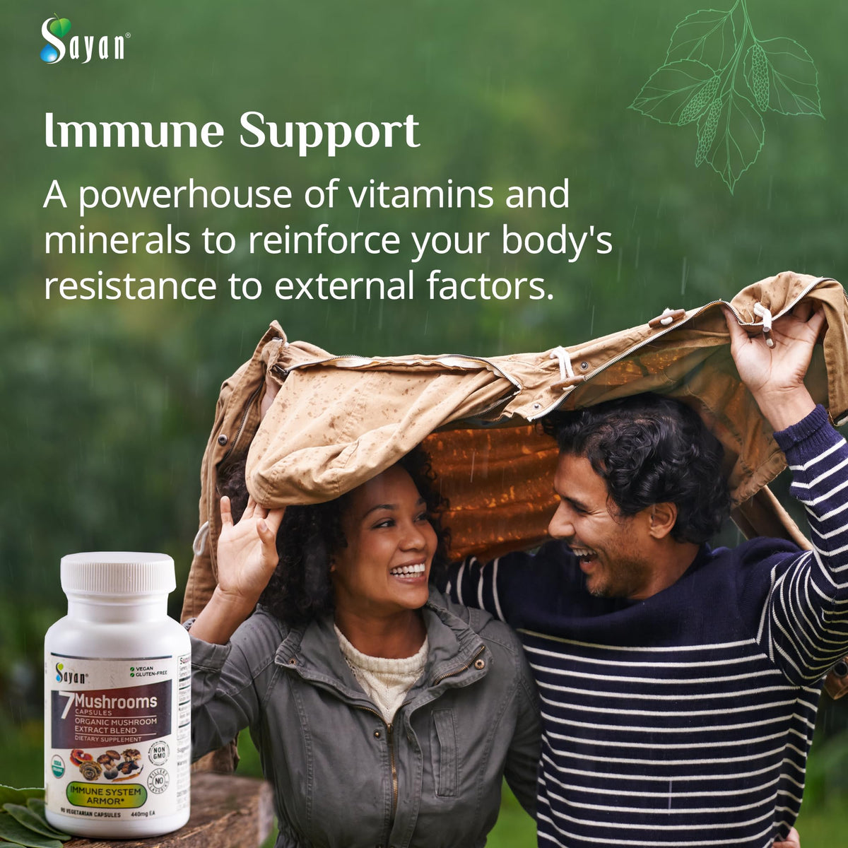 Sayan 7 Champignons 90 Capsules avec étiquette
